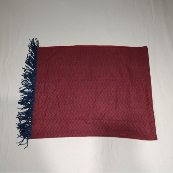 MacKenzie Childs Red Blue Chevron Throw Blanket